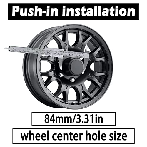 Rheedal 4Pcs 3.31inch Trailer Wheel Center Caps Push Through 3.31" Bore 2.99" Tall for Truck SUV RV Wheel Rim, Matt Black Wheel Cover - Image 4