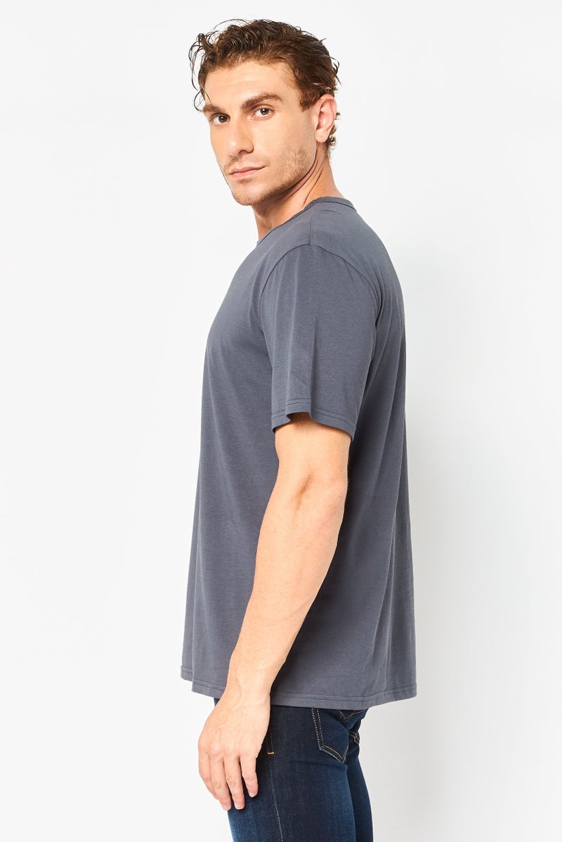 Algspar Men Crew Neck Short Sleeve Solid T-Shirt, Dark Grey - Image 4