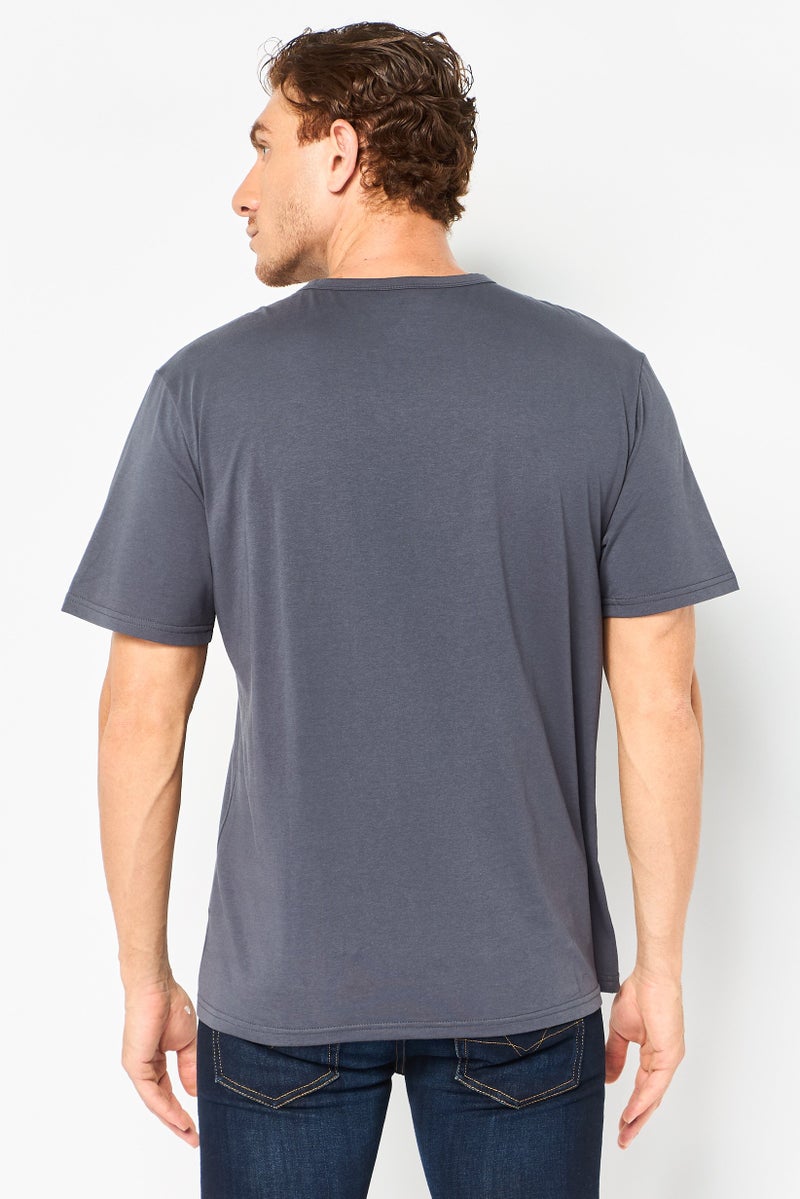 Algspar Men Crew Neck Short Sleeve Solid T-Shirt, Dark Grey - Image 2