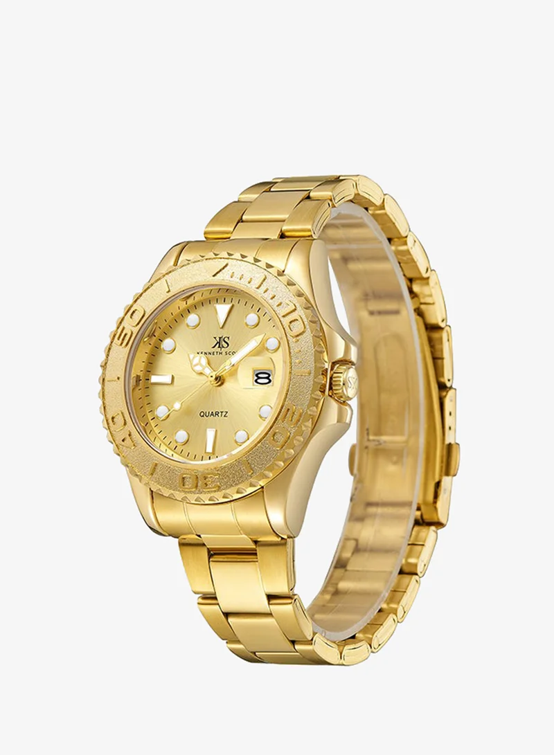 KENNETH SCOTT Kenneth Scott Men's Champagne Dial Analog Watch - K23022-GBGC