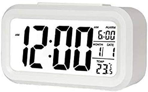 ZAEGO Plastic Smart Digital Table Alarm Clock with Automatic Sensor Date Temperatureight Light Control Portable Snooze Calendar with Battery Powered Silent Alarm Clocks Students Desk Watch - Image 1