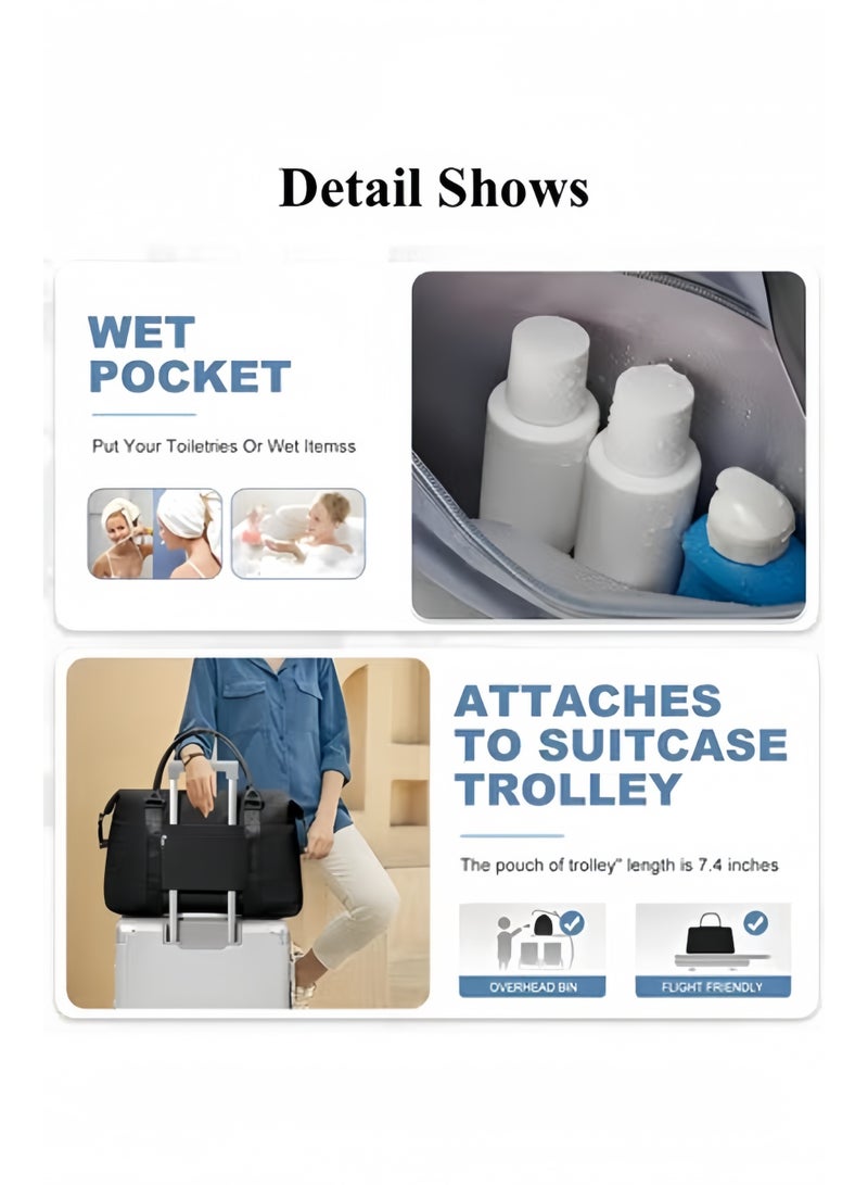 HALAMODO Travel Duffel Bag Sports Tote Gym Bag Shoulder Weekender Overnight Bag Large Capacity Carry On Duffel Bag with Dry and Wet Separation - Image 5