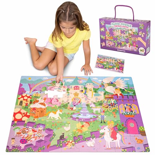 BONNYCO Giant Floor Puzzles for Kids of Fantasy Castle with 48 Large Pieces Jumbo Puzzle 362 x 244 in Gifts for Girls and Boys Educational Kids Toys Ages 28 - Image 1