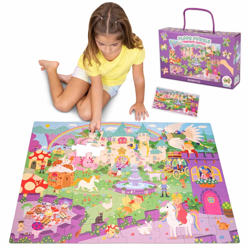 BONNYCO Giant Floor Puzzles for Kids of Fantasy Castle with 48 Large Pieces Jumbo Puzzle 362 x 244 in Gifts for Girls and Boys Educational Kids Toys Ages 28 - Image 3