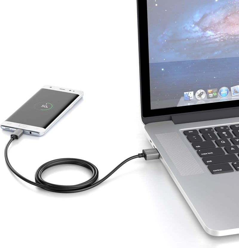 كيبل دايركت كابل كابل دايركت – كابل USB-A 3.0 إلى USB-C – 0.45م + 0.8م + 1.8م – (كابل بيانات وشحن فائق السرعة، مناسب للهواتف الذكية والأجهزة اللوحية بمنفذ USB C، لون أسود/رمادي فضائي) - Image 5