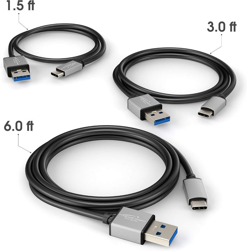 كيبل دايركت كابل كابل دايركت – كابل USB-A 3.0 إلى USB-C – 0.45م + 0.8م + 1.8م – (كابل بيانات وشحن فائق السرعة، مناسب للهواتف الذكية والأجهزة اللوحية بمنفذ USB C، لون أسود/رمادي فضائي) - Image 2