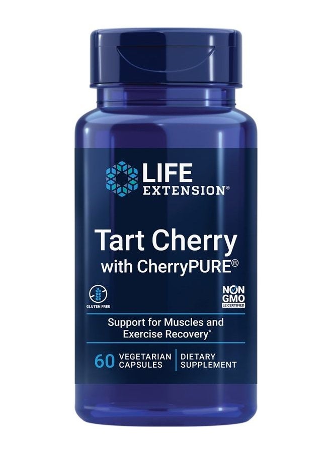 Life Extension - Tart Cherry with Cherry Pure – Tart Cherries Extract Powder Capsule Supplement for Rapid Muscle Recovery Support and Uric Acid Management – Non-GMO, Gluten-Free – 60 Capsules - Image 1
