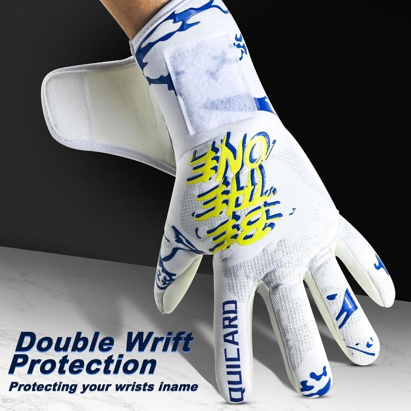 QUICARD Soccer Goalkeeper Gloves, Ultimate Grip Football Goalie Gloves with Size 6/7/8/9/10, Strong Receiver, American Football for Men, Boys, Youth, Adult, Kids and Small Hands (C-White, 6) - Image 3