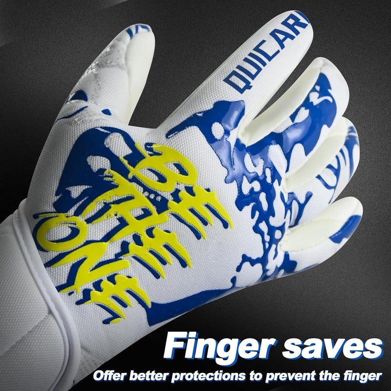 QUICARD Soccer Goalkeeper Gloves, Ultimate Grip Football Goalie Gloves with Size 6/7/8/9/10, Strong Receiver, American Football for Men, Boys, Youth, Adult, Kids and Small Hands (C-White, 6) - Image 4