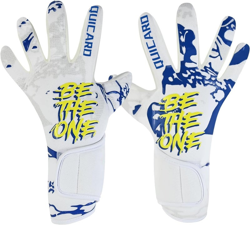 QUICARD Soccer Goalkeeper Gloves, Ultimate Grip Football Goalie Gloves with Size 6/7/8/9/10, Strong Receiver, American Football for Men, Boys, Youth, Adult, Kids and Small Hands (C-White, 6) - Image 1