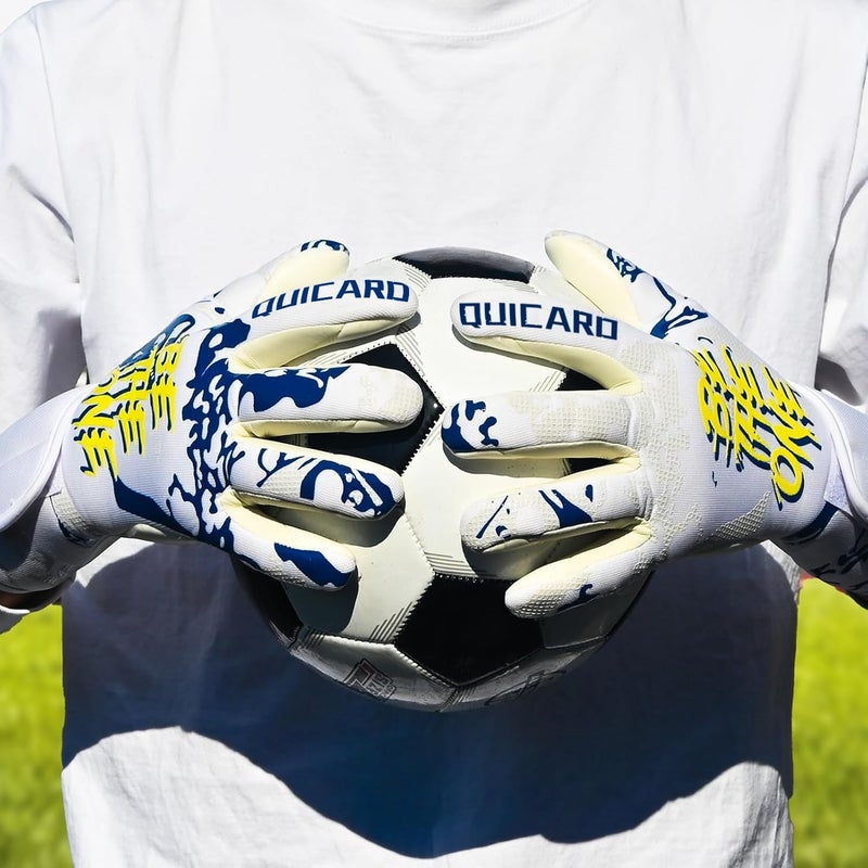 QUICARD Soccer Goalkeeper Gloves, Ultimate Grip Football Goalie Gloves with Size 6/7/8/9/10, Strong Receiver, American Football for Men, Boys, Youth, Adult, Kids and Small Hands (C-White, 6) - Image 5
