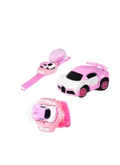 Furtey Mini Remote Control Car, 2.4 GHz Cute Wrist Racing Car Watch with USB Charging, Cartoon Detachable Small Remote Control Car with Watch Control, Birthday Gift for Boys and Girls. (Pink)  - Image 1