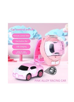 Furtey Mini Remote Control Car, 2.4 GHz Cute Wrist Racing Car Watch with USB Charging, Cartoon Detachable Small Remote Control Car with Watch Control, Birthday Gift for Boys and Girls. (Pink)  - Image 2