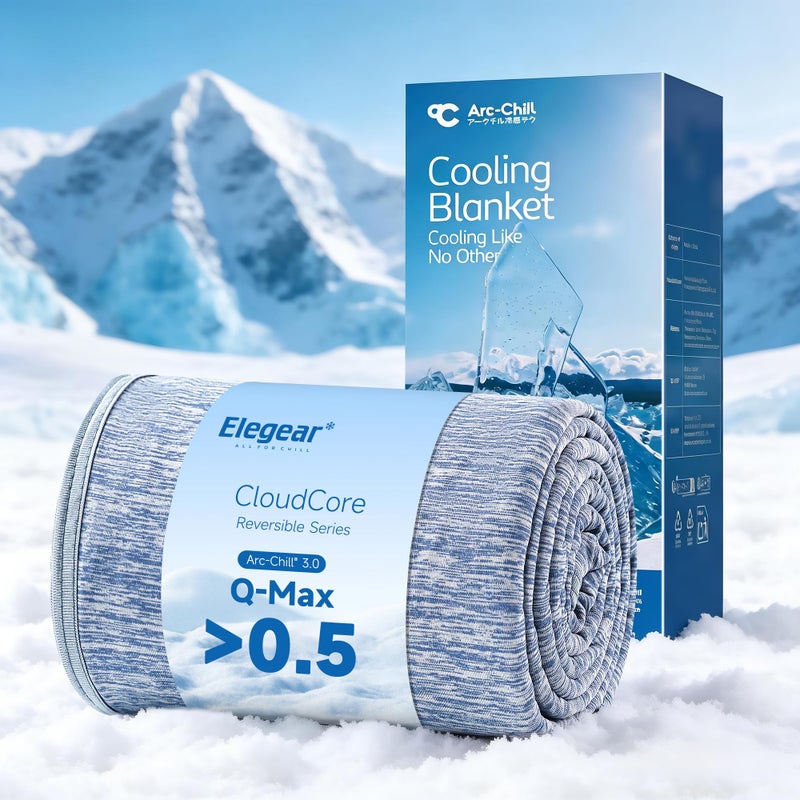 Elegear Revolutionary Cooling Blanket Queen Absorbs Heat to Keep Body Cool for Night Sweats ArcChill Cool 30 Fiber QMax05 for Hot Sleepers Lightweight Summer Cold Blankets for Sleeping Blue - Image 2