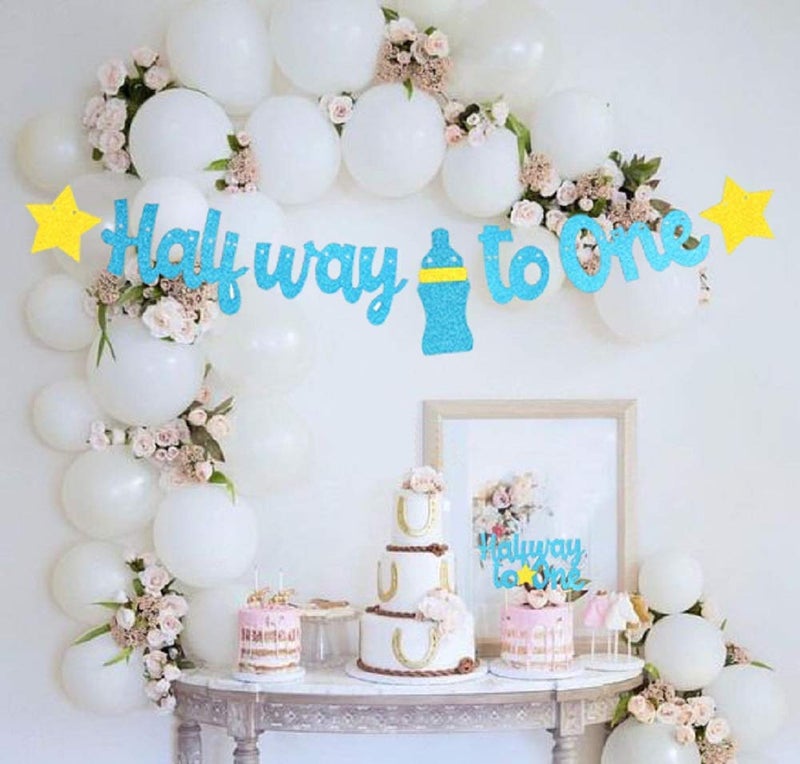 Festiko® 1/2 Birthday Decoration - Half Way to One Banner and Cake Topper - Image 5