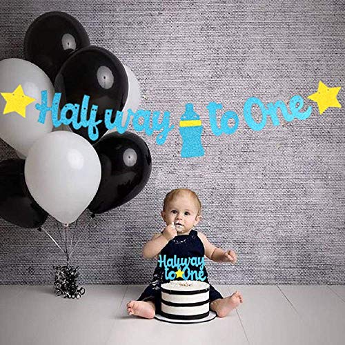 Festiko® 1/2 Birthday Decoration - Half Way to One Banner and Cake Topper - Image 3