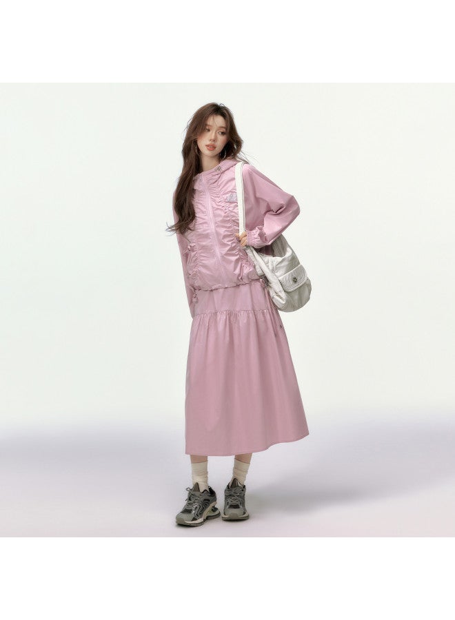 EPTISON Solid Color A-Line Skirt For Women, Autumn Workwear Style With Tie-Up Design, Casual And Versatile Long Midi Skirt - Image 4