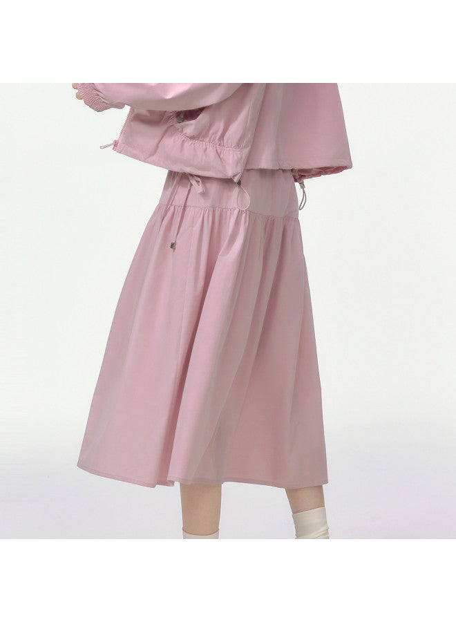 EPTISON Solid Color A-Line Skirt For Women, Autumn Workwear Style With Tie-Up Design, Casual And Versatile Long Midi Skirt - Image 5