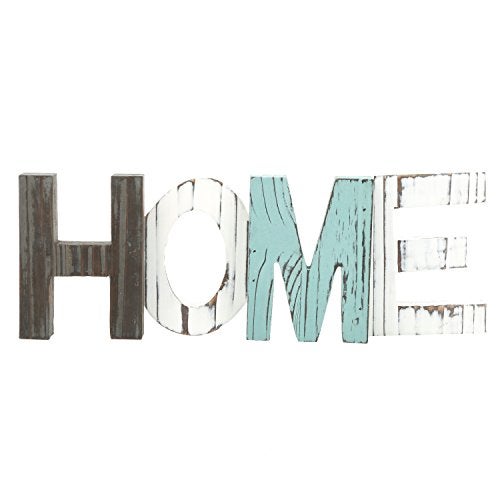 MyGift Rustic Multicolored Solid Wood HOME Cut Out Word Sign, Kitchen Framhouse Frestanding Decor, Mantel, Above Cabinet Decor - Image 1