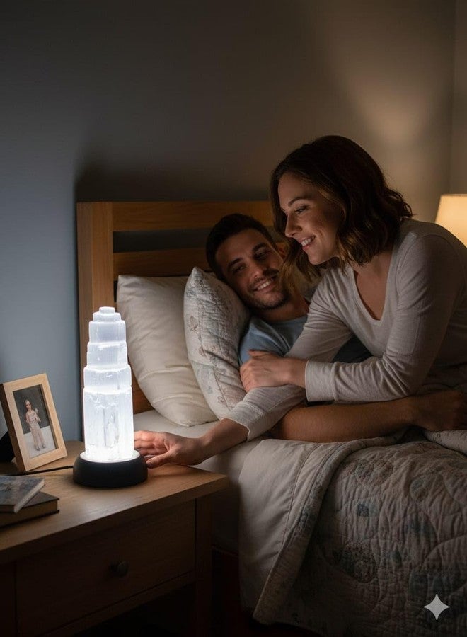 GEMTUB® Natural Selenite Tower Lamp with 7 Color Changing LED Lights | Crystal Night Lamp for Home Décor, Meditation & Healing | Soothing Glow with Auto & Manual Light Modes (Size:- 7 inch) - Image 5