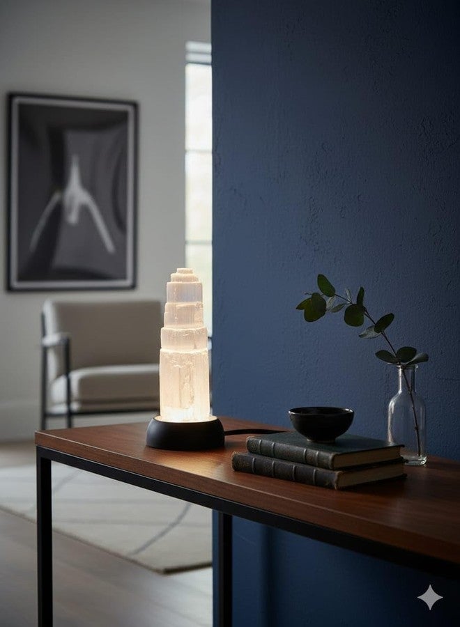 GEMTUB® Natural Selenite Tower Lamp with 7 Color Changing LED Lights | Crystal Night Lamp for Home Décor, Meditation & Healing | Soothing Glow with Auto & Manual Light Modes (Size:- 7 inch) - Image 4
