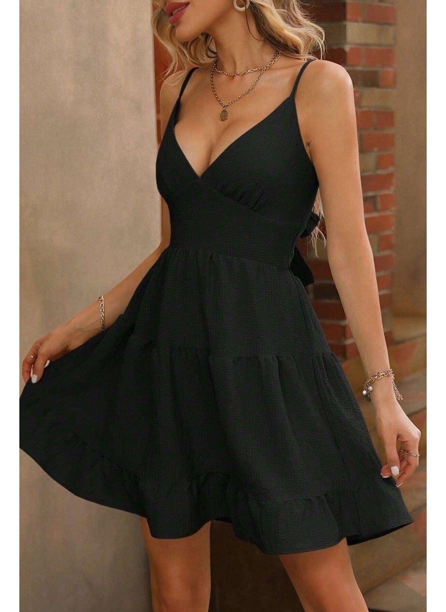 Bella Notte Black Strappy Backless Summer Dress  - Image 4