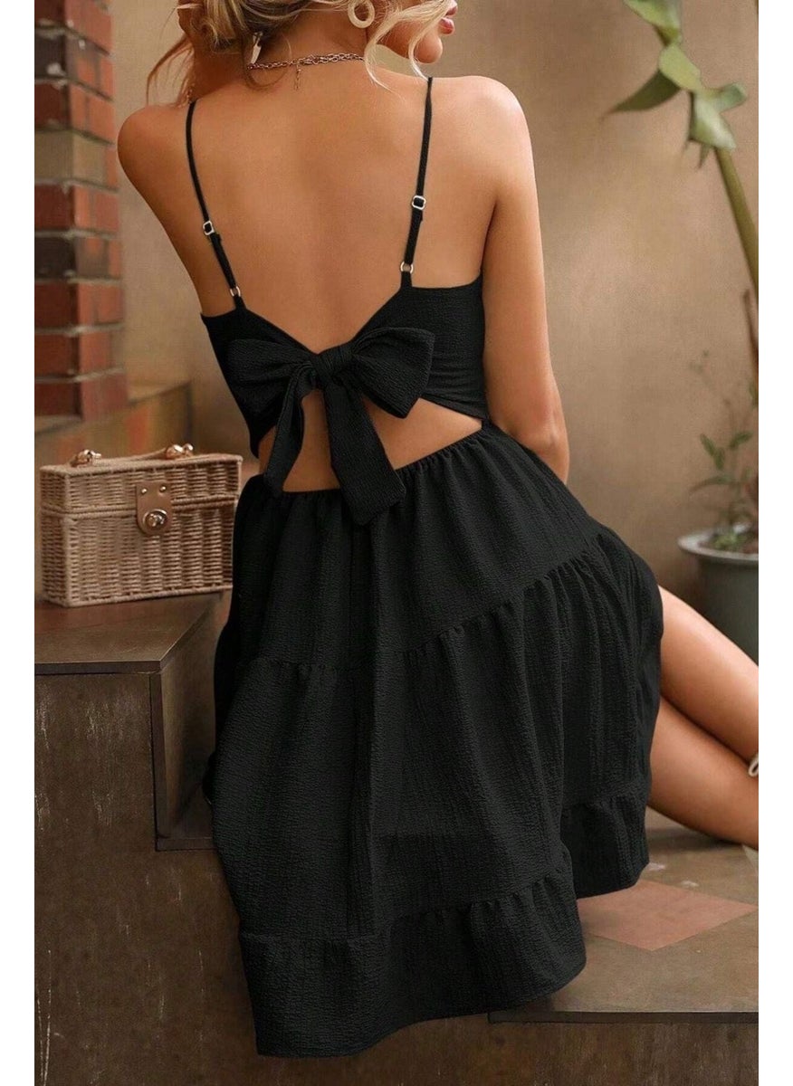 Bella Notte Black Strappy Backless Summer Dress  - Image 5