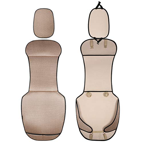 Auto Newer Luxury Breathable Car Seat Cover Fit Four Seasons, Universal Front of Car Seat Cushions, Bottom Seat Covers of Full Wrapped Edge,Universal Fit for 95% Cars,SUV,Pickup(Beige,1PCS) - Image 4