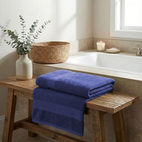 TRIDENT 100% Cotton Towels for Bath | Towels for Bath Large Size Bath Towel - Soft & Absorbent | 450 GSM | 1 Piece Bath Towel for Men/Women | Urban Comfort | 70 cms x 140 cms - New Navy - Image 4