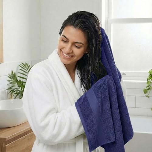 TRIDENT 100% Cotton Towels for Bath | Towels for Bath Large Size Bath Towel - Soft & Absorbent | 450 GSM | 1 Piece Bath Towel for Men/Women | Urban Comfort | 70 cms x 140 cms - New Navy - Image 3