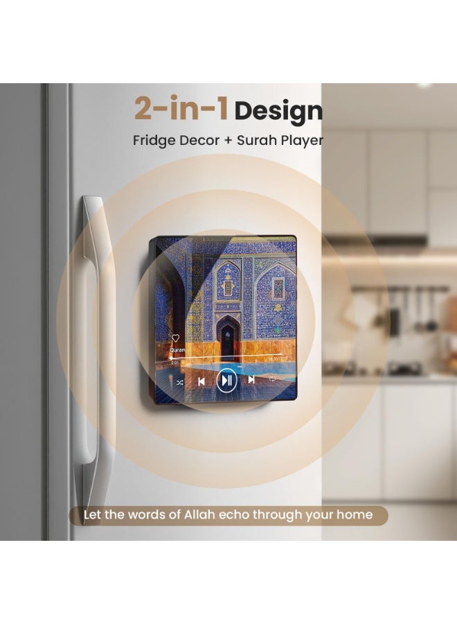 أنغولا باندا مكبر صوت مغناطيس للقرآن الكريم للثلاجة - مشغل سورة محمل مسبقا مع تلاوات إسلامية ، مغناطيسي محمول ، USB-C قابل لإعادة الشحن ، تحكم باللمس ، هدايا رمضان والعيد ، هدايا إسلامية (سورة البقرة) - Image 3