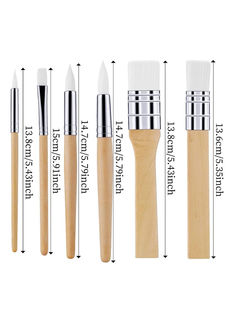 SYOSI Paint Brush Set 6 Pcs Nylon Paint Brushes White Nylon Brushe Short Stick Oil Painting Brush Set Log Stick Art Student Painting Brush Acrylic Brush for Card Making DIY Art Crafts Project  - Image 3