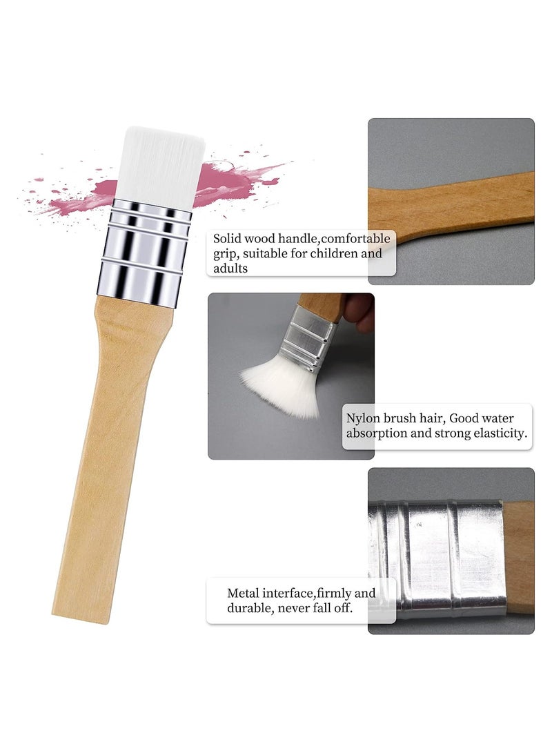 SYOSI Paint Brush Set 6 Pcs Nylon Paint Brushes White Nylon Brushe Short Stick Oil Painting Brush Set Log Stick Art Student Painting Brush Acrylic Brush for Card Making DIY Art Crafts Project  - Image 5