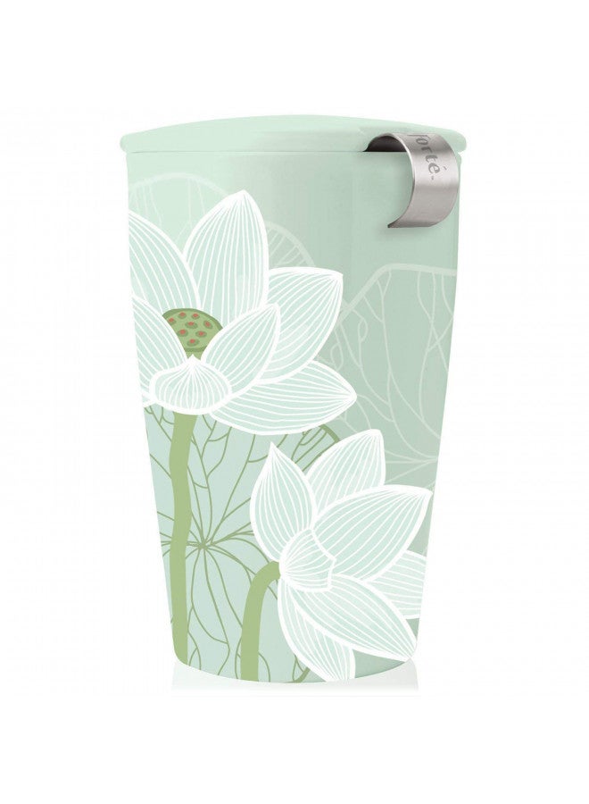 Tea Forte Tea Forte Lotus Kati Steeping Cup, 12oz Ceramic Tea Infuser Mug with Lid for Steeping Loose Leaf Tea, Tea Infuser Cup for Tea Lovers, Tea Gifts  - Image 1