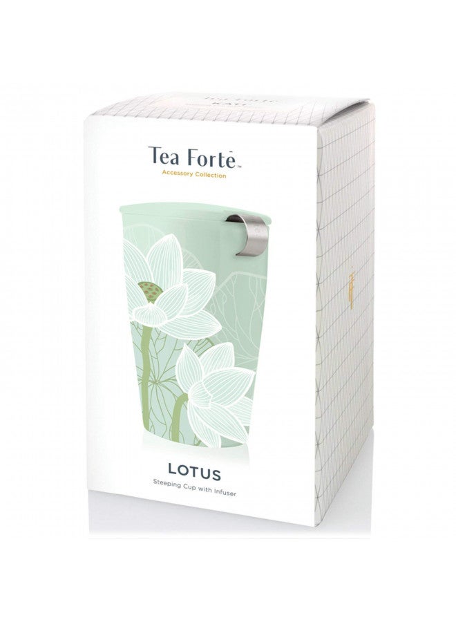 Tea Forte Tea Forte Lotus Kati Steeping Cup, 12oz Ceramic Tea Infuser Mug with Lid for Steeping Loose Leaf Tea, Tea Infuser Cup for Tea Lovers, Tea Gifts  - Image 2