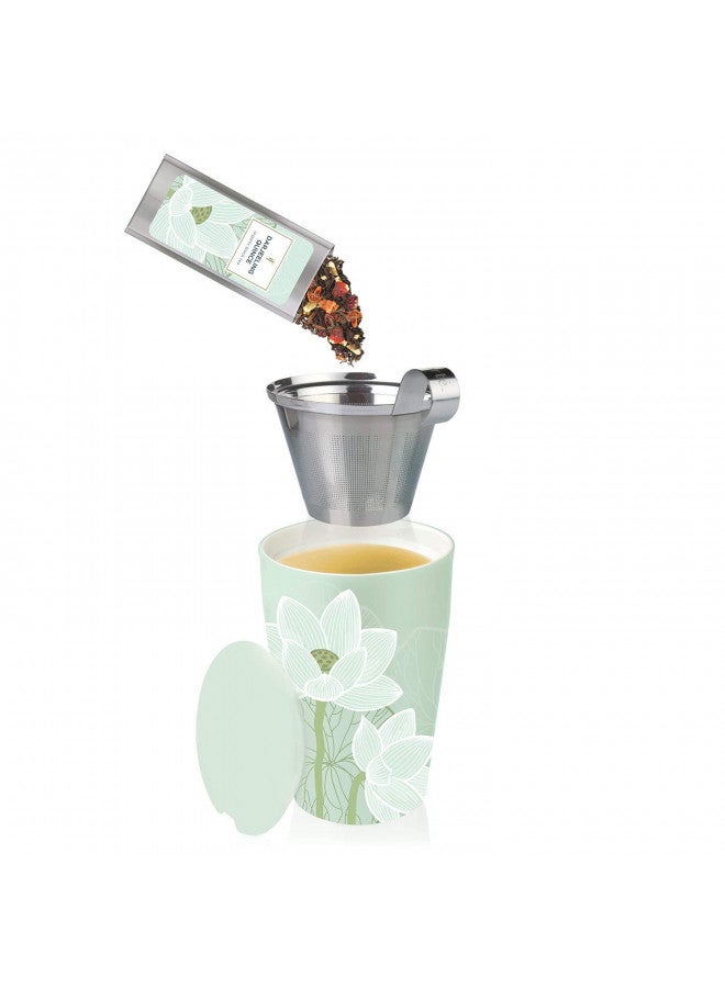 Tea Forte Tea Forte Lotus Kati Steeping Cup, 12oz Ceramic Tea Infuser Mug with Lid for Steeping Loose Leaf Tea, Tea Infuser Cup for Tea Lovers, Tea Gifts  - Image 4