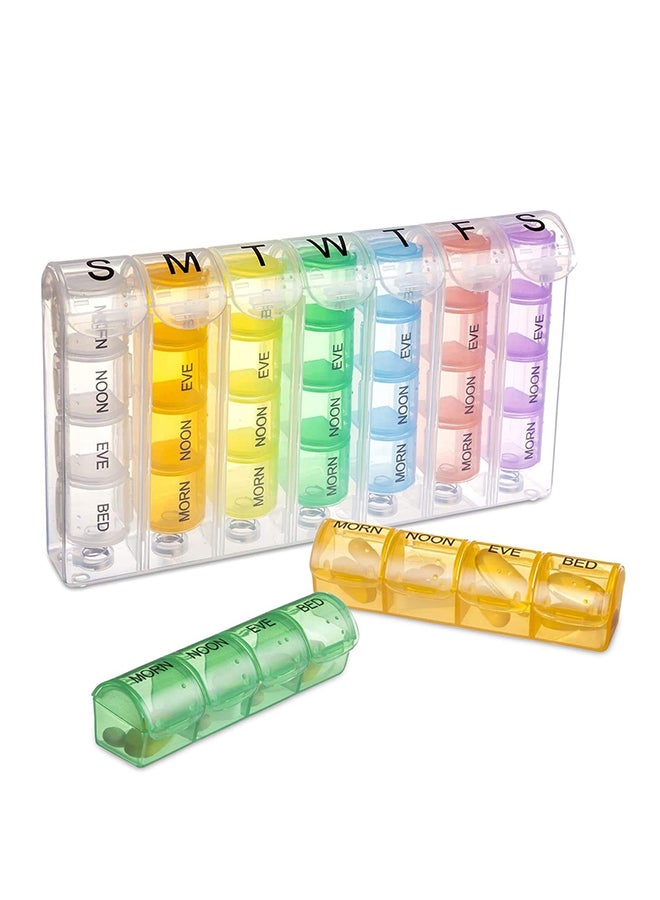 Excefore Box 7 Day Organiser 4 Times Day Weekly Hold Medicine Box - Image 1