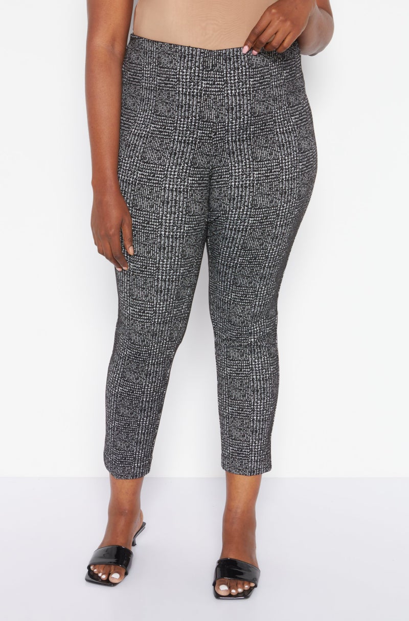 ANNE KLEIN Women Plus Size Pull On Textured Trouser Pant, Black - Image 1