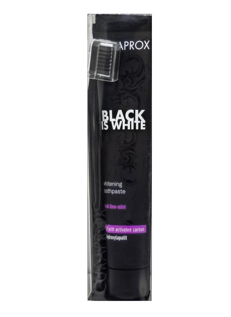 CURAPROX - Curaprox, Black Is White, Whitening Toothpaste, with Activated Charcoal, 90 ml with 5460 Super Soft Brush - Image 1