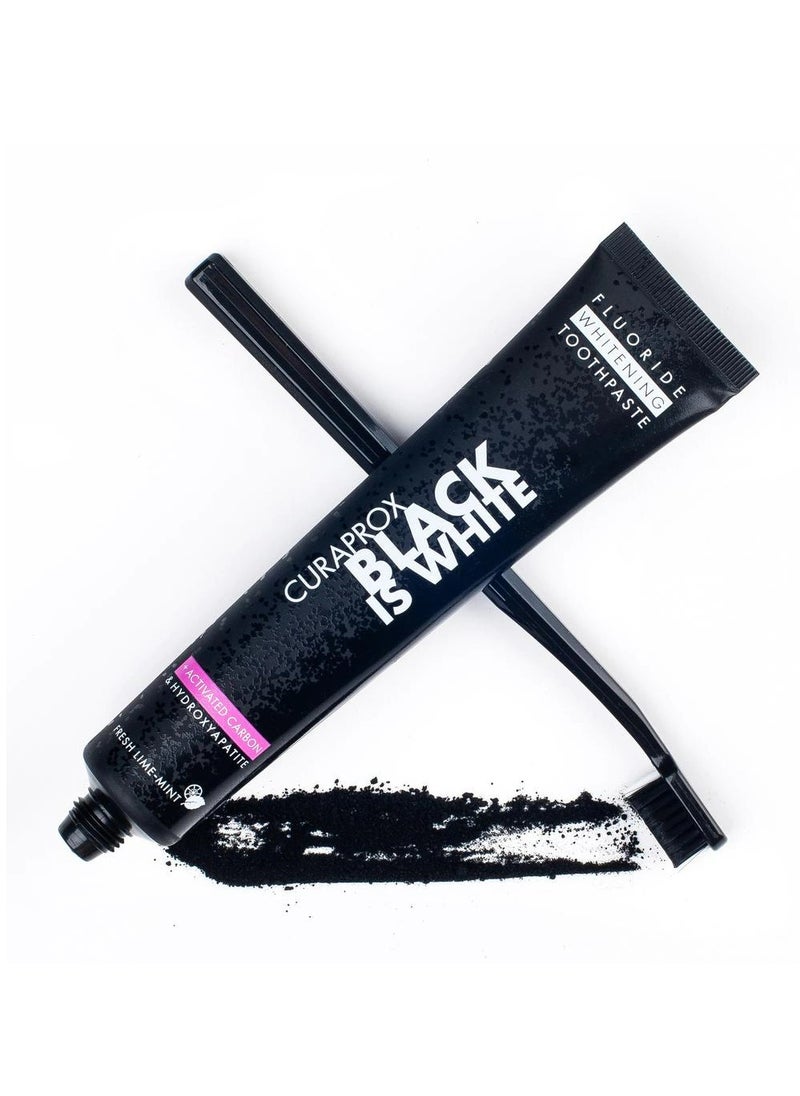 CURAPROX - Curaprox, Black Is White, Whitening Toothpaste, with Activated Charcoal, 90 ml with 5460 Super Soft Brush - Image 1