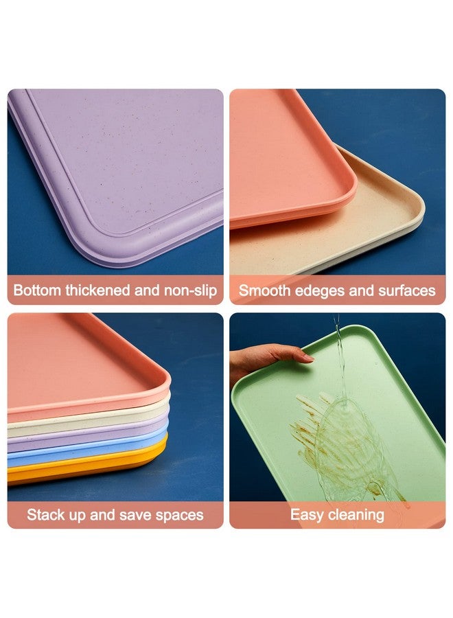 Skylety 18 Pack Plastic Fast Food Trays Bulk Colorful Cafeteria Food Trays Rectangular Serving Trays Lunch Meal Trays for Party Kitchen, 9 Colors, 12 x 9 Inch - Image 3