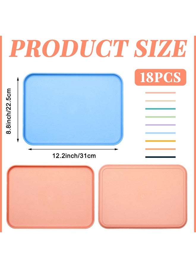 Skylety 18 Pack Plastic Fast Food Trays Bulk Colorful Cafeteria Food Trays Rectangular Serving Trays Lunch Meal Trays for Party Kitchen, 9 Colors, 12 x 9 Inch - Image 2