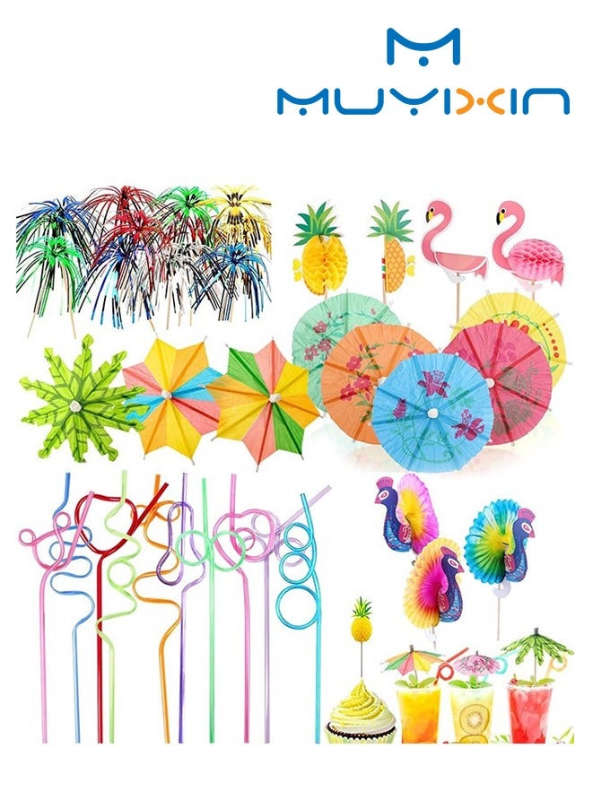 Muyixin 100-Piece Paper Umbrella Sticks  Party Decoration Drinks Assorted Tropical Color Drink Umbrellas for Party Food Drink Decorations Picks Multi - Image 1