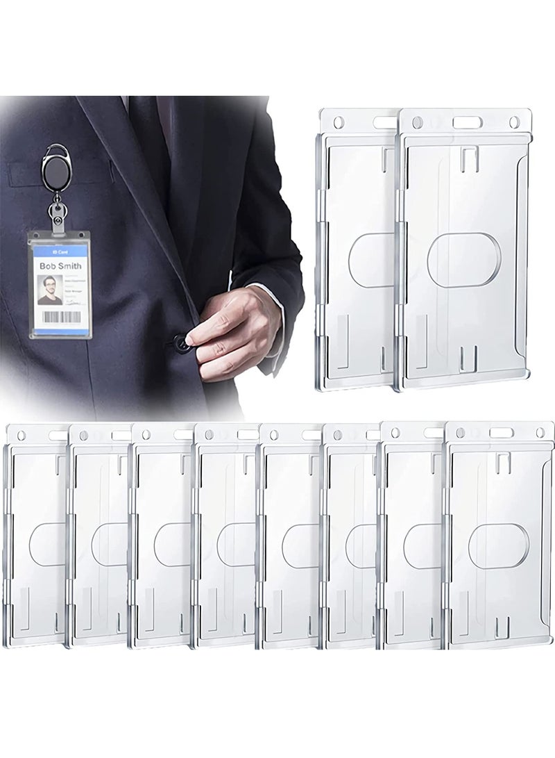 SOLARAE Vertical ID Card Badge Holder, 10 Pieces Hard Plastic Card Holder Frosted Clear Credit Card Protector Thumb Slot Badge Holder Heavy Duty ID Badge Holder - Image 1