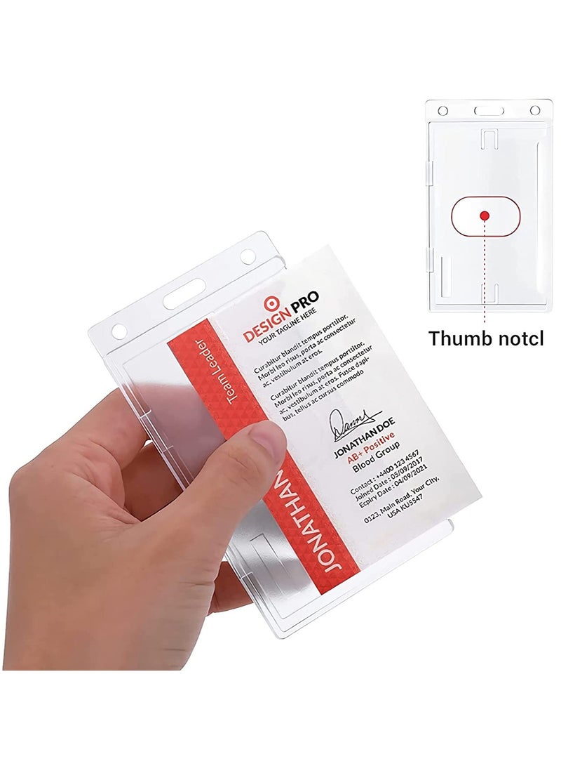 SOLARAE Vertical ID Card Badge Holder, 10 Pieces Hard Plastic Card Holder Frosted Clear Credit Card Protector Thumb Slot Badge Holder Heavy Duty ID Badge Holder - Image 3