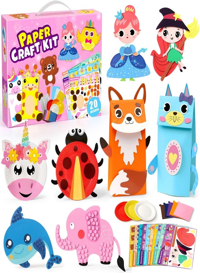 Toylink Arts and Crafts for Kids 3-10, 20 Paper Plate Animal Art Set with Stickers & Decorations, Motor Skills STEAM Toys for Classroom Birthday Activities, Mess-Free DIY Projects for Toddlers - Image 1