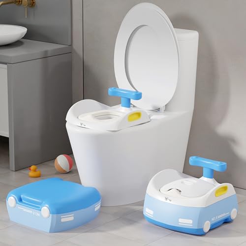 Lifelong Cuppy Potty Seat for Kids 1 to 6 Years - 3 in 1 Baby Training Seat - Including Toilet Chair with Pot for Baby, Comfy Soft Cushioned Toilet Seat & Stepper - Non-Slip Seat for Child, Blue - Image 1