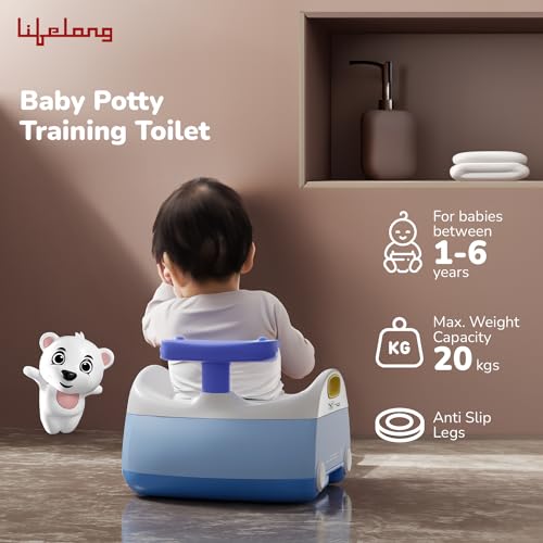 Lifelong Cuppy Potty Seat for Kids 1 to 6 Years - 3 in 1 Baby Training Seat - Including Toilet Chair with Pot for Baby, Comfy Soft Cushioned Toilet Seat & Stepper - Non-Slip Seat for Child, Blue - Image 3