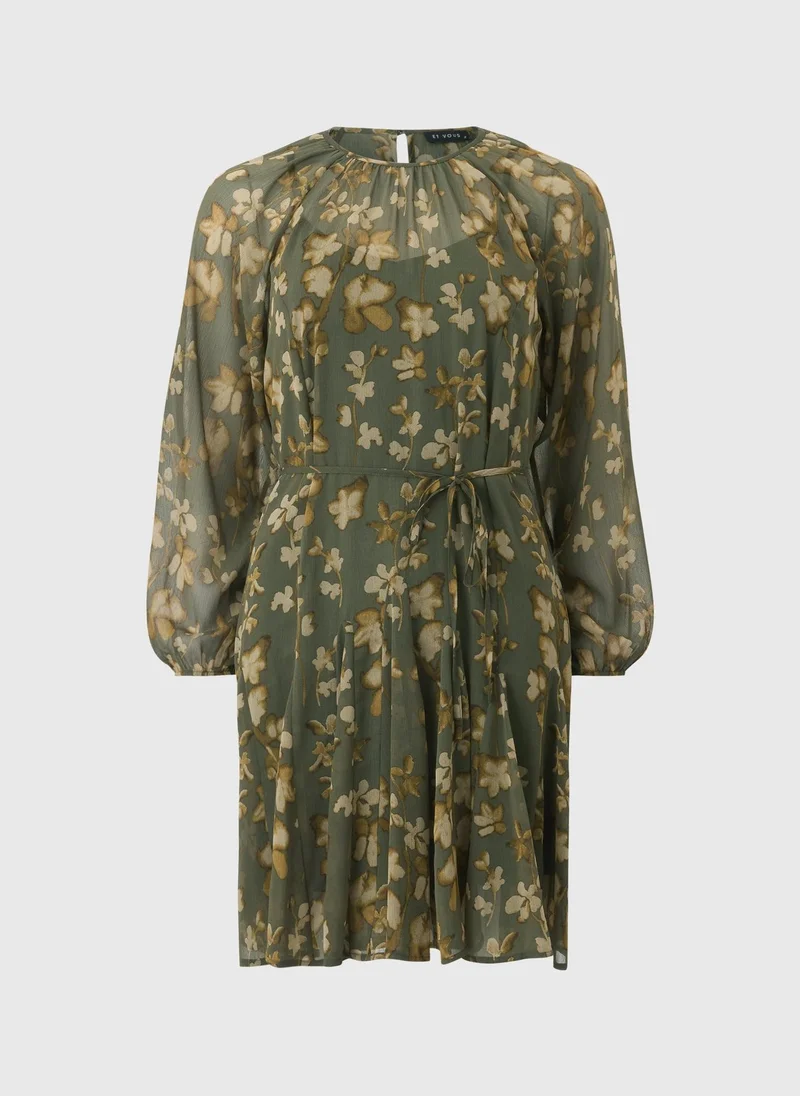 Matalan Et Vous Olive Blurred Floral Mini Dress