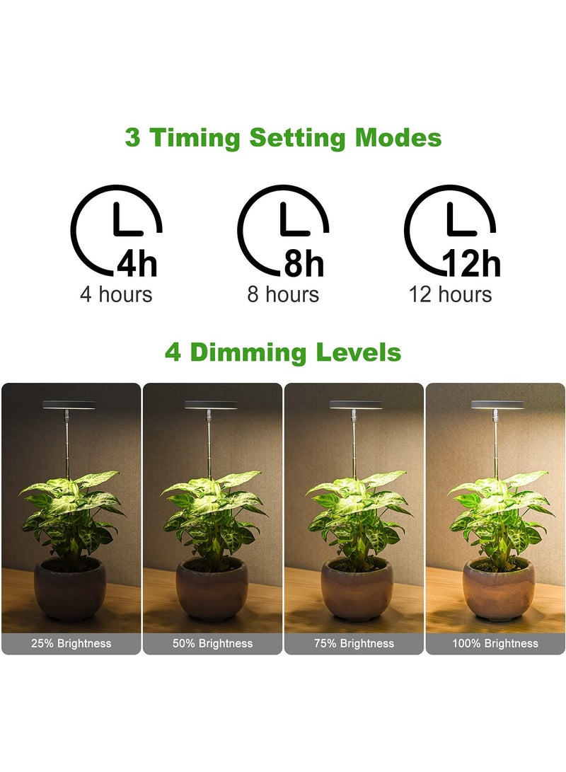SOLARAE 2 Pcs Grow Lights for Indoor Plants, Height Adjustable Plant Growing Lamp with Auto On/Off Timer, Full Spectrum LED Plant Light with 4 Dimmable Brightness for Small Plants - Image 4